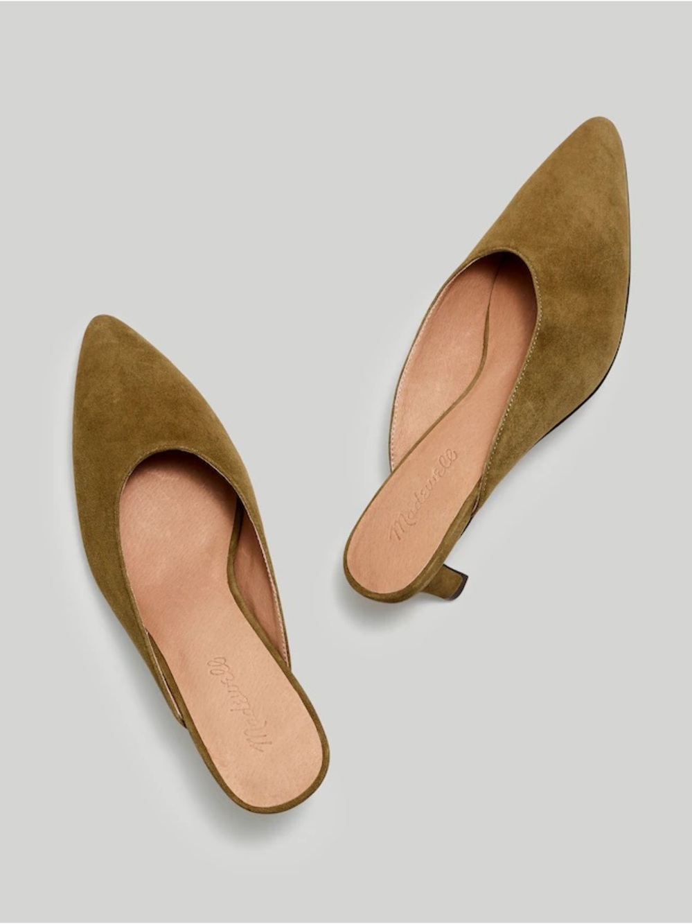 Madewell Olive Suede Pointed-Toe Mules